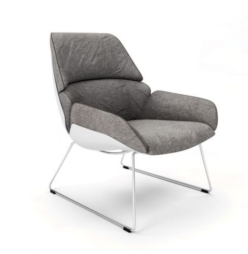 Fotel nowoczesny tapicerowany tkaniną ze stalowymi nogami - oslo