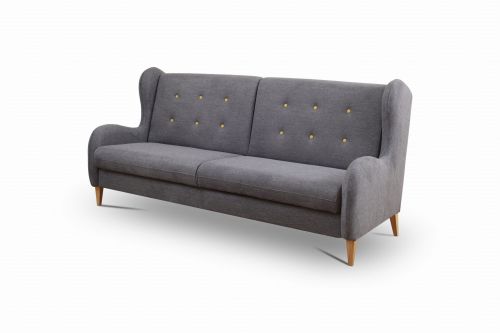 Sofa skandynawska 3-osobowa nierozkładana nowoczesna szara - kuopio