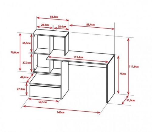 Nowoczesne biurko komputerowe z szufladami paco 3 beton/biały mat