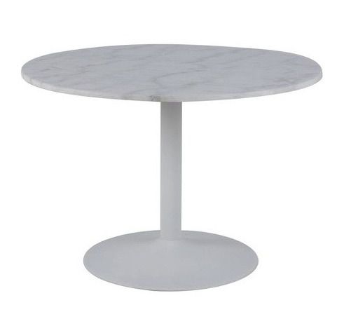 Biały stół na jednej nodze z marmurowym blatem moore