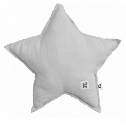 Szara poduszka dziecięca w kształcie gwiazdy z lnu