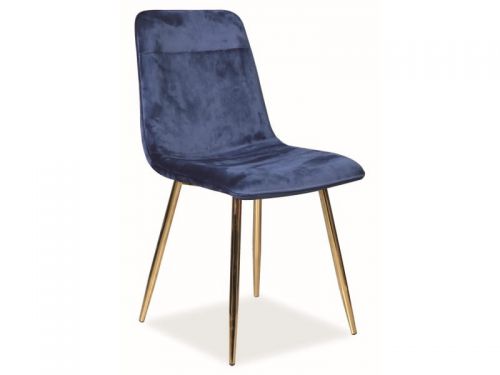 Krzesło tapicerowane nowoczesne - metalowe nogi - eros złoty/granatowy