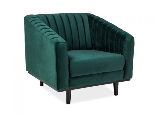 Fotel nowoczesny tapicerowany welurową tkaniną - argo zielony