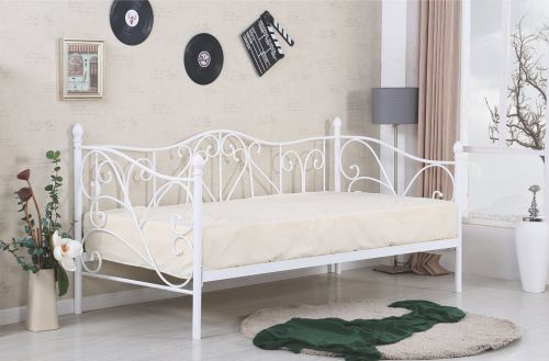 Łóżko nowoczesne pojednyncze - konstrukcja stalowa - białe - sumatra