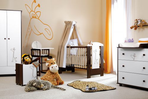 Łóżeczko niemowlęce z aplikacją żyrafka 120x60 biały/orzech