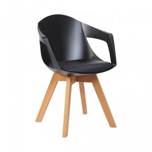 Krzesło skandynawskie z tapicerowanym siedziskiem - drewniane nogi - dublin