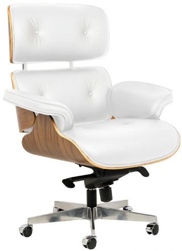 Designerski fotel z białym siedziskiem skórzanym lounge gubernator