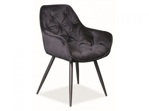 Krzesło tapicerowane nowoczesne - metalowe nogi - cherry czarny/czarny