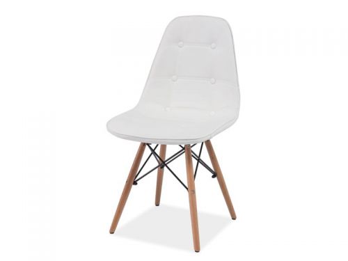 Krzesło z ekoskóry i litego drewna - białe - 45 x 41 x 88 cm - lena white