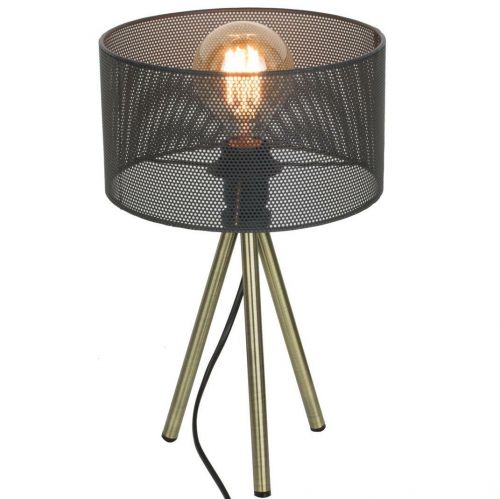 Lampa stołowa z metalowym kloszem siateczkowym poster