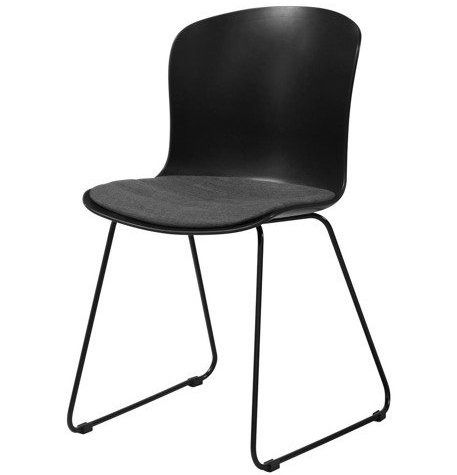 Krzesło z tworzywa korba z poduszką z szarej tkaniny