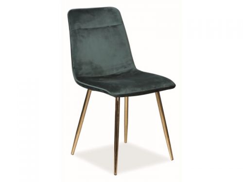 Krzesło tapicerowane nowoczesne - metalowe nogi - eros złoty/zielony