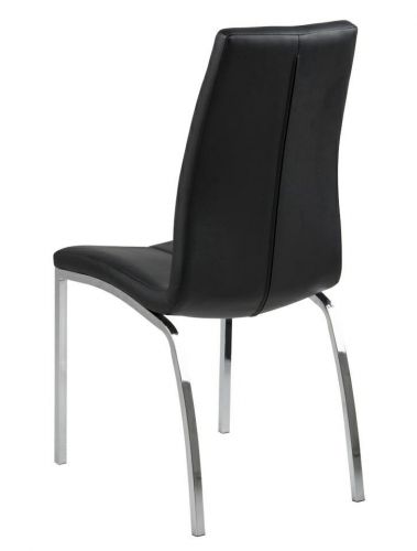 Czarne krzesło z ekoskóry na chromowanych nogach otaru