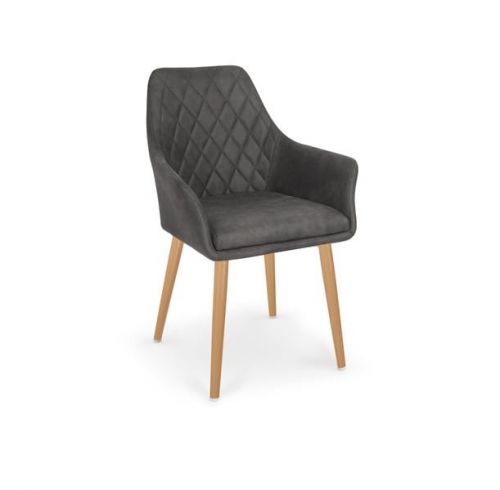 Krzesło tapicerowane tkaniną - drewniane nogi - pikowane oparcie - k2872
