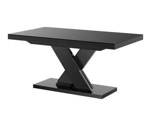 Nowoczesny stół w wysokim połysku xenon lux z czarnym blatem na czarnej nodze