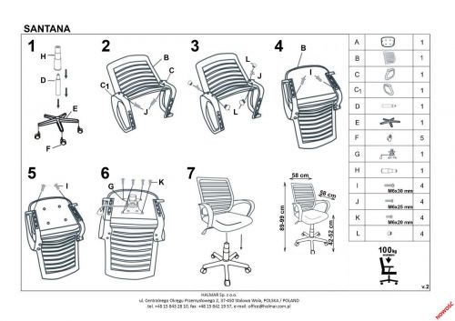 Klasyczne krzesło biurowe z oparciem z siatki santana
