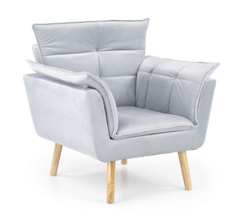 Fotel nowoczesny tapicerowany tkaniną - pikowany - drewniane nogi - rezzo 4