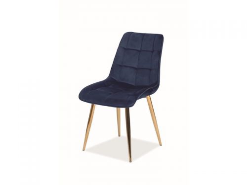 Krzesło tapicerowane nowoczesne - metalowe nogi - chic złoty/granatowy