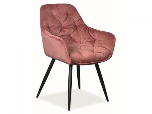 Krzesło nowoczesne tapicerowane - metalowe nogi - cherry czarny/antyczny róż