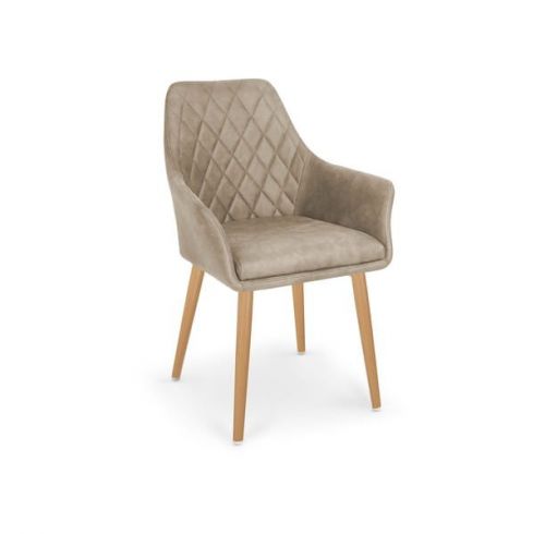 Krzesło tapicerowane tkaniną - drewniane nogi - pikowane oparcie - k2871