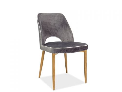 Krzesło tapicerowane aksamitną tkaniną - drewniane nogi - mariam szare