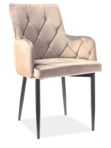 Pikowane krzesło z metalowymi nogami ricardo b velvet
