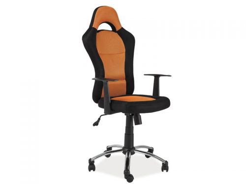 Fotel obrotowy z ekoskóry - czarno-pomarańczowy - 61 x 46 119/128 cm - q507