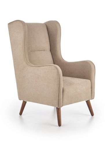Fotel nowoczesny z drewnianymi nogami - tapicerowany tkaniną - chester