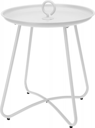 Biały stolik metalowy z uchwytem harpin