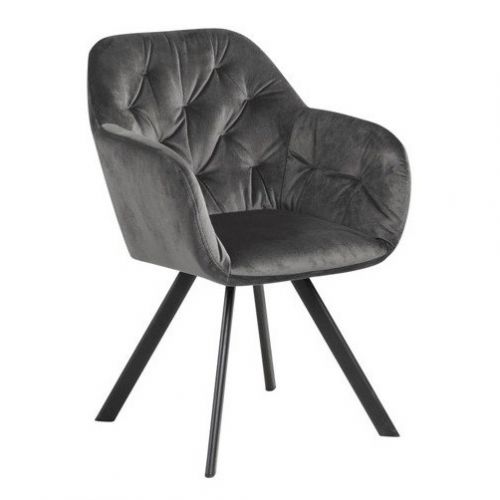 Pikowane krzesło aksamitne indio vic dark grey