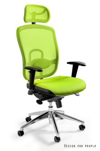 Fotel obrotowy ergonomiczny - regulacja wysokości - regulowane podłokietniki - vip zielony