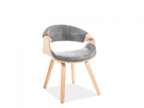 Krzesło skandynawskie tapicerowane tkaniną - dakota szary/dąb