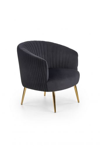 Fotel nowoczesny tapicerowany - velvet - metalowe nogi - crown czarny