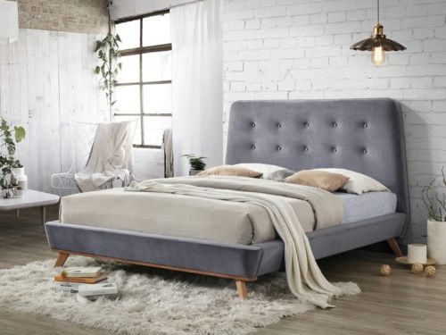 Łóżko tapicerowane tkaniną z wezgłowiem - 160 x 200 cm - mada velvet