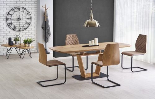 Stół nowoczesny z drewnianym blatem - rozkładany - 160/220 cm - blacky